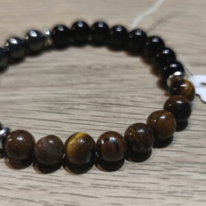 Bracelet œil de tigre - Tourmaline - Hématite 8mm